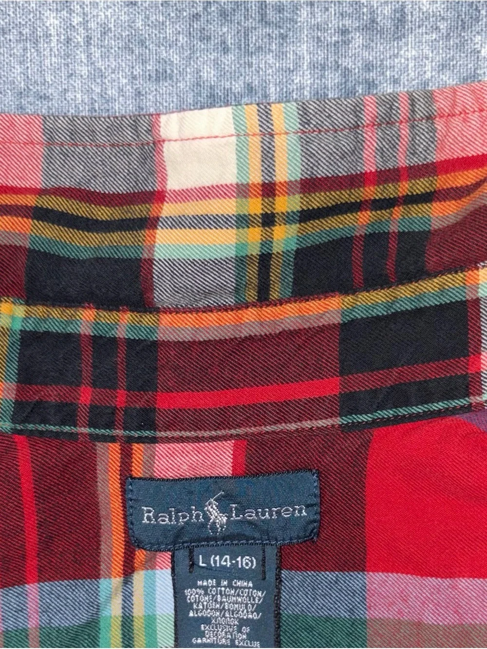 Polo Ralph Lauren kids Plaid Button Down Shirt Red Blue Multi Color Long Sleeve